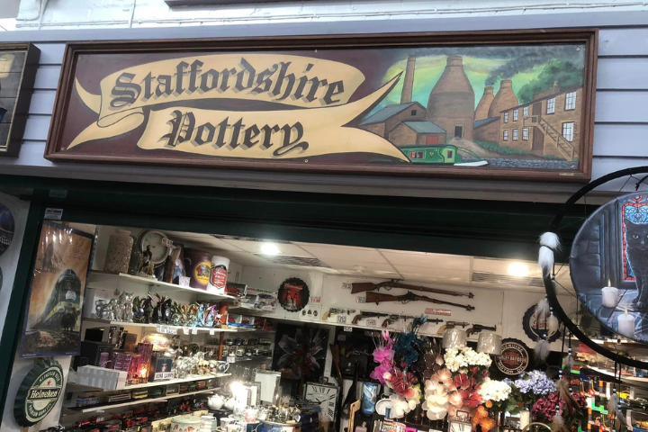 Front of stall with a view of items they sell