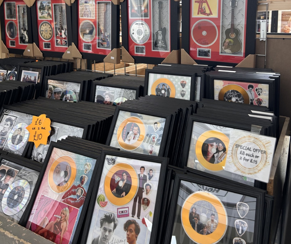 Picture records are on a shelf