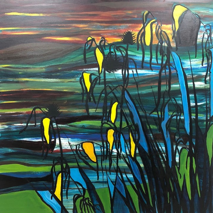 Abstract painting of flowers