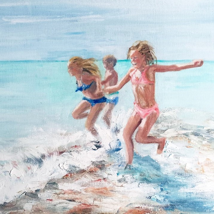 Children playing at the beach